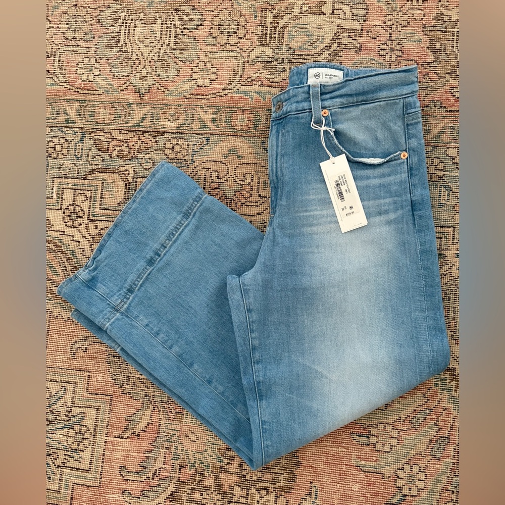 NWT/ AG Saige Mid-Rise Dana Point (Light Blue)Wide-Leg Cropped Jeans - Picture 10 of 14